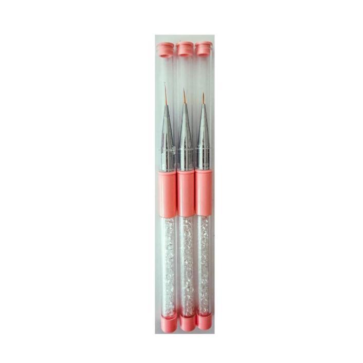 3pcs Nail Art Striping Brushes with Diamonds (Peach)