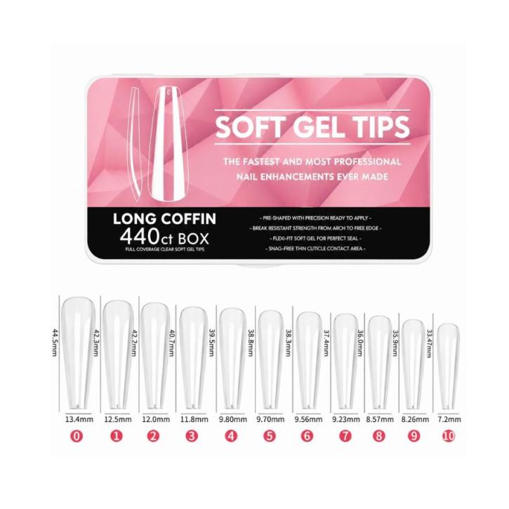 Long Coffin Soft Gel Tips
